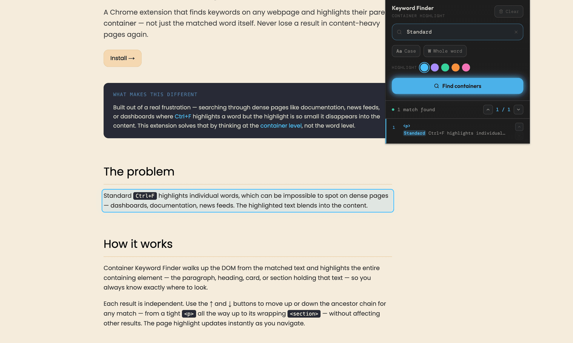 Container Keyword Finder